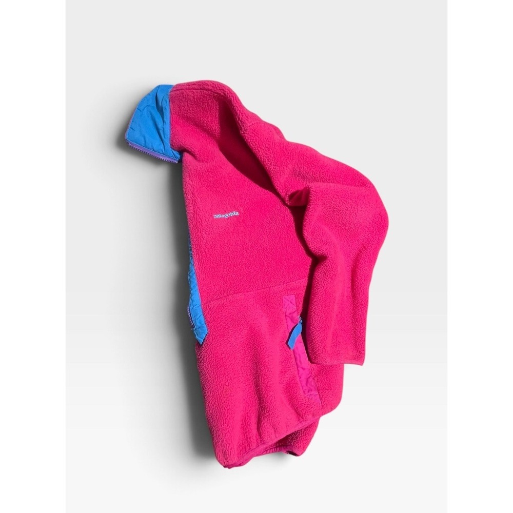 Vntg Patagonia Women's Pink/Blue Fleece Zip pullover Pockets Logo - Picture 4 of 7